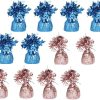 12 x Baby Blue & Baby Pink Helium Latex Balloon Weight with Ribbon Roll