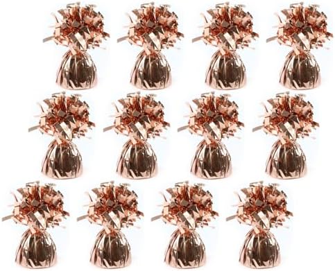 12 x Rose Gold Helium Latex Balloon Weight with Ribbon Roll
