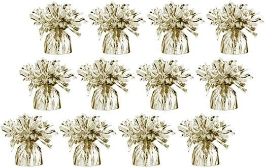 12 x Gold Helium Latex Balloon Weight with Ribbon Roll