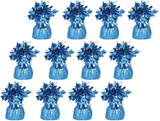 12 x Baby Blue Helium Latex Balloon Weight with Ribbon Roll