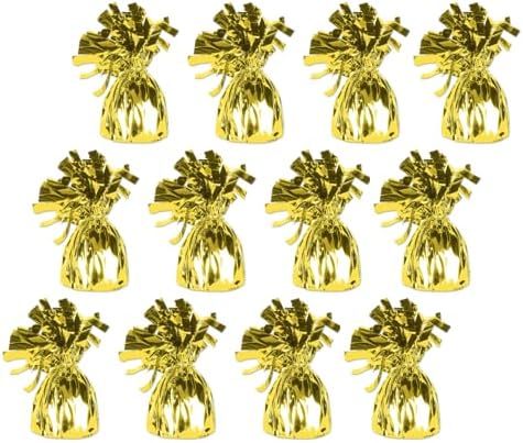 12 x Classic Gold Helium Latex Balloon Weight with Ribbon Roll