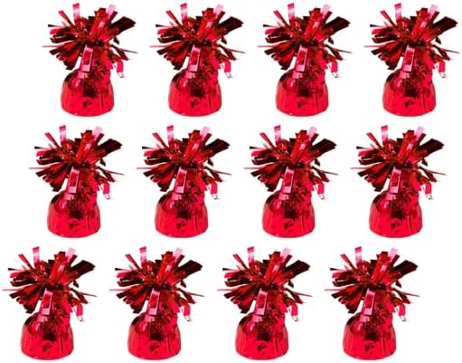12 x Red Helium Latex Balloon Weight with Ribbon Roll