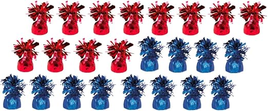 24 x Red & Blue Helium Latex Balloon Weight with Ribbon Roll