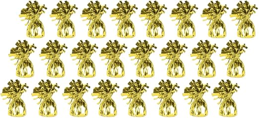 24 x Classic Gold Helium Latex Balloon Weight with Ribbon Roll