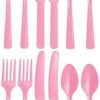 Baby Pink Plastic Reusable Cutlery Set, Pack of 36