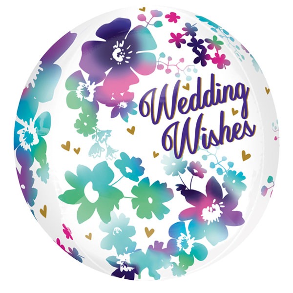 Anagram International Watercolor Wedding Wish Orbz Balloon, 16″, Multicolor