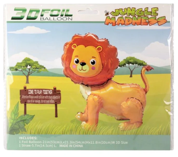 54cm Lion 3D Foil Balloon Display - Image 2
