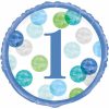 Blue Dots 1st Birthday Foil Balloon
