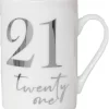 China Mug with Silver Foil Number - 21 Twenty one 21st Birthday