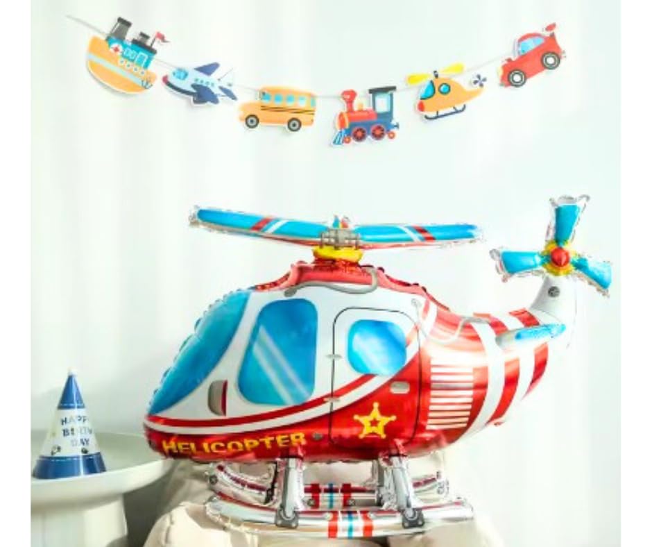 11.8inch Self standing Red Helicopter Foil Balloon - Image 4