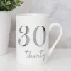 China Mug with Silver Foil Number - 30th Thirty 30 Birthday