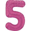 Pink Glitz Prismatic Number 5 Helium Foil Giant Balloon 86 cm / 34 inch