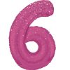 Pink Glitz Prismatic Number 6 Helium Foil Giant Balloon 86 cm / 34 inch