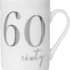 China Mug with Silver Foil Number - 60th Sixty 60 Birthday