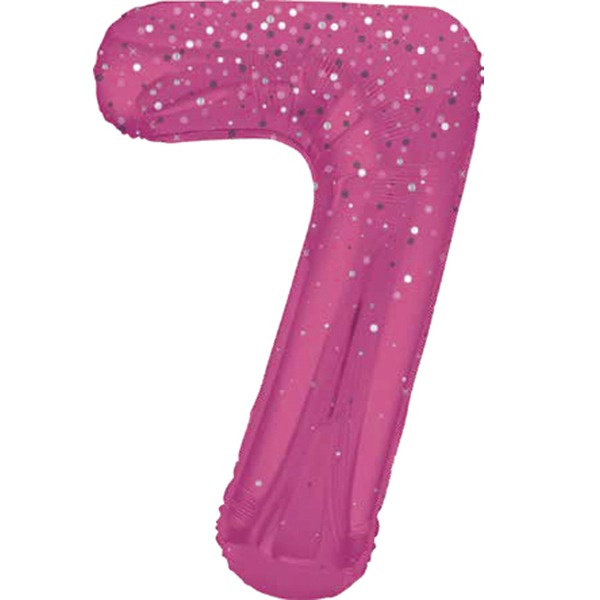Pink Glitz Prismatic Number 7 Helium Foil Giant Balloon 86 cm / 34 inch