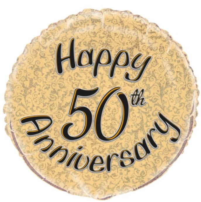 50th Anniversary Prism Round Foil Balloon- Gold ( 18″)