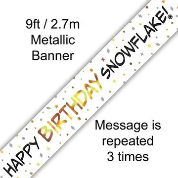Happy Birthday Snowflake Metallic Banner