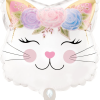 22" Junior Foil Balloon Cat Shape Flower Crown "Floral Kitten"