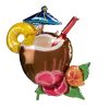Hawaiian Party Foil Balloons with Coconut Drink, Tropical Birthday Balloon Set