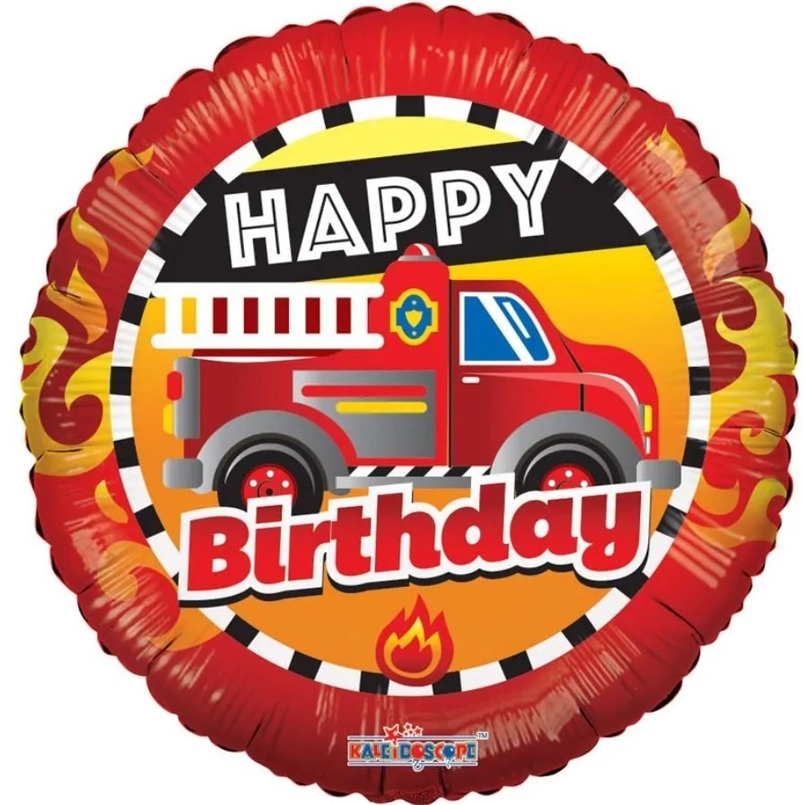 Fire Truck Happy Birthday Balloon - 18" Foil