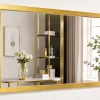 Modern Gold Metal Framed Wall Mirror – Rectangular Decorative Vanity & Living Room Mirror