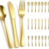 Pack of 18 Glitter Assorted Plastic Cutleries, Metallic Gold