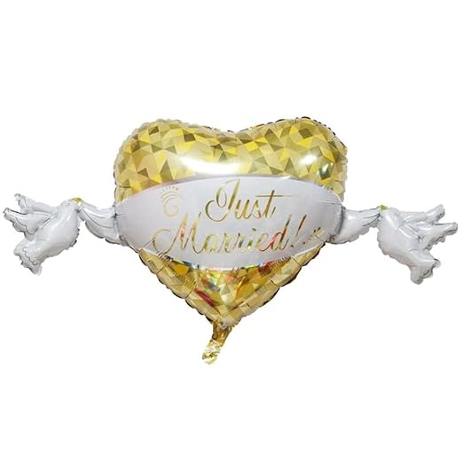 Just Married Heart and Doves SuperShape Balloon 41x21in - Image 2