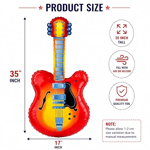 35 Inch Guitar Foil Balloon, Musical Theme Party Decoration - Image 2