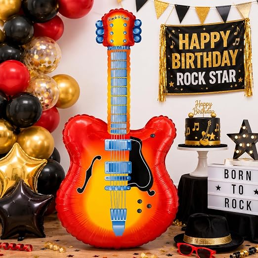 35 Inch Guitar Foil Balloon, Musical Theme Party Decoration - Image 3