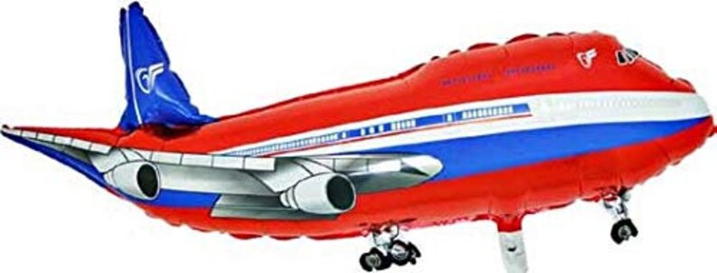 Airplane Foil Balloon Red Blue Jet