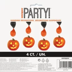 4 PUMPKIN GLOW HANGING DECORATIONS