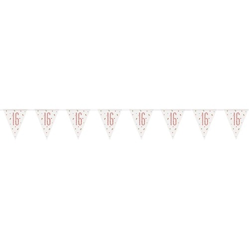 9ft Glitz Rose Gold 16th Birthday Bunting Banner