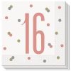 Glitz Rose Gold 16th Birthday Napkins, Pack of 16