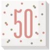 Glitz Rose Gold 50th Birthday Napkins, Pack of 16