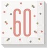 Glitz Rose Gold 60th Birthday Napkins, Pack of 16