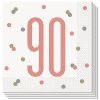Glitz Rose Gold 90th Birthday Napkins, Pack of 16