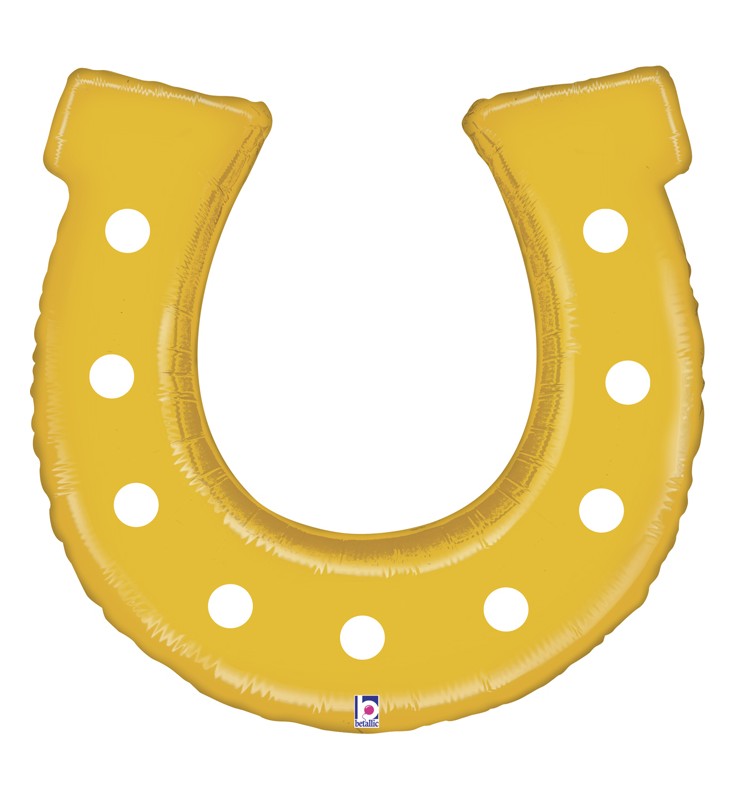 Golden Horseshoe Good Luck Shape Party Decoration Celebration Supply Mylar Foil Helium Balloon