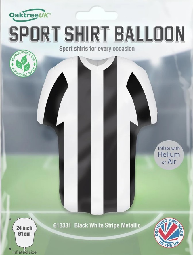 24" SHAPE SPORTS JERSEY BLACK/WHITE STRIPES FOIL BALLOON - Image 2