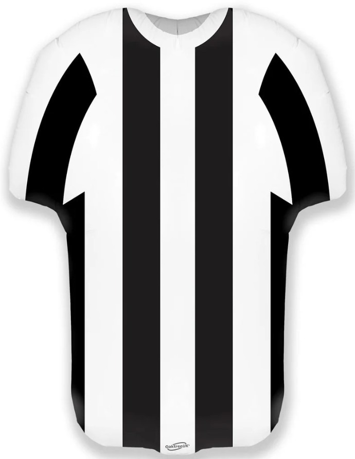 24″ SHAPE SPORTS JERSEY BLACK/WHITE STRIPES FOIL BALLOON