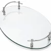 Oval Glass Serving Tray with 2 Silver Handles – Decorative Display & Serving Tray