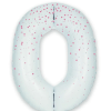 White & Rose Gold Glitz Prismatic Number 0 Helium Foil Giant Balloon 86 cm / 34 inch