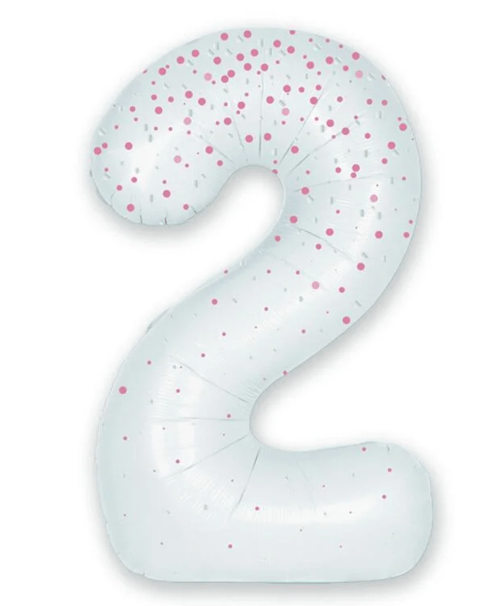 White & Rose Gold Glitz Prismatic Number 2 Helium Foil Giant Balloon 86 cm / 34 inch