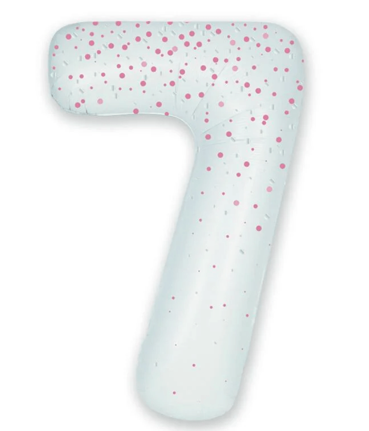White & Rose Gold Glitz Prismatic Number 7 Helium Foil Giant Balloon 86 cm / 34 inch
