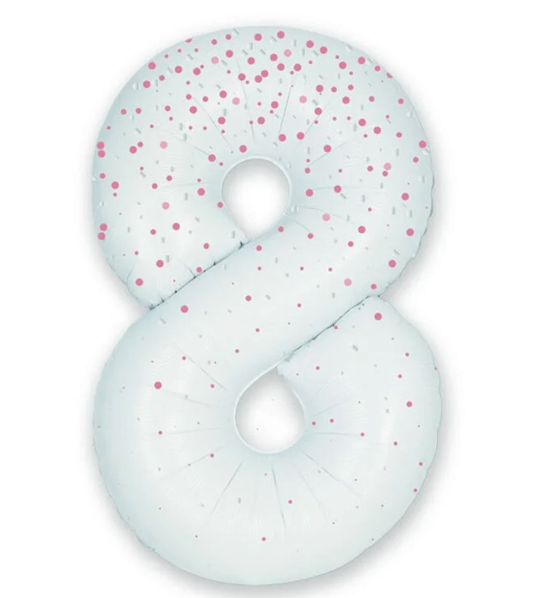 White & Rose Gold Glitz Prismatic Number 8 Helium Foil Giant Balloon 86 cm / 34 inch