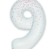 White & Rose Gold Glitz Prismatic Number 9 Helium Foil Giant Balloon 86 cm / 34 inch