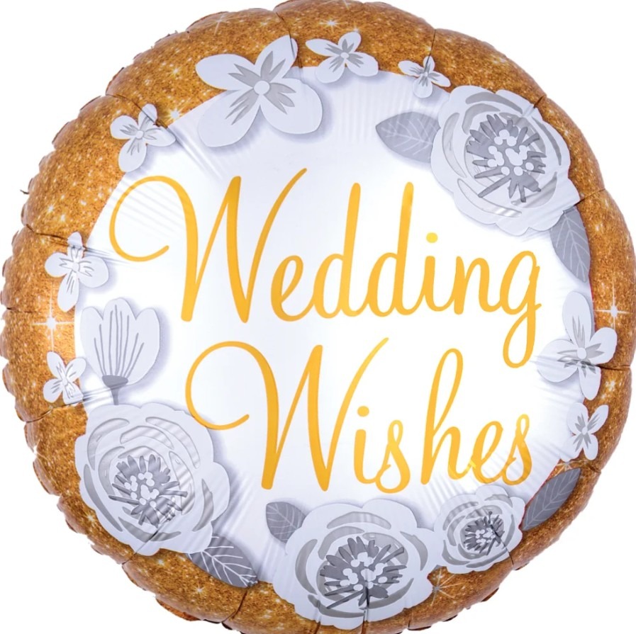 Wedding Wishes Gold & Silver Round Foil Balloon 45cm