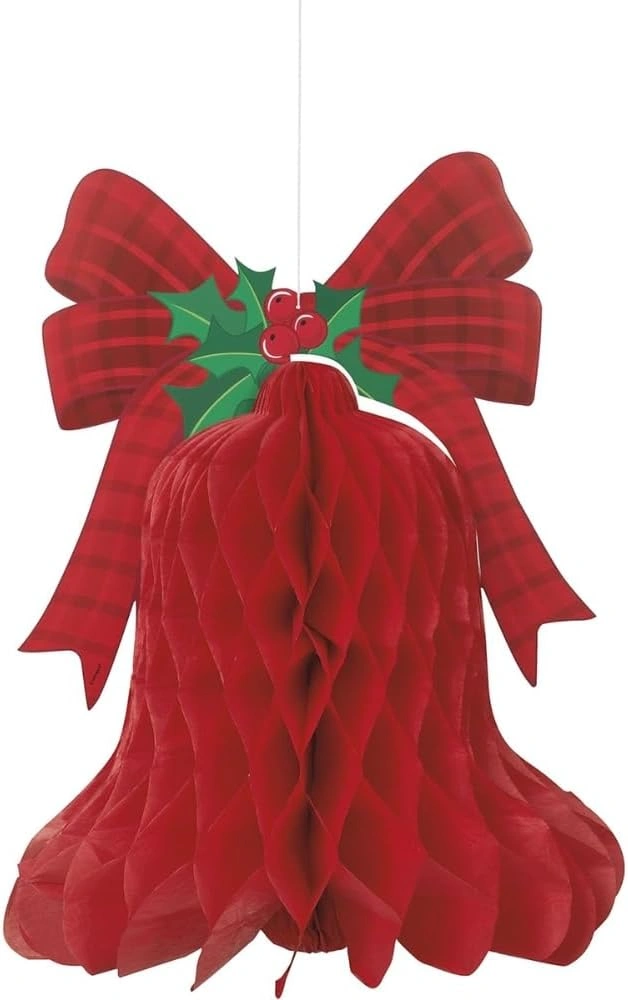 40cm Hanging Honeycomb Red Bell Christmas Decoration