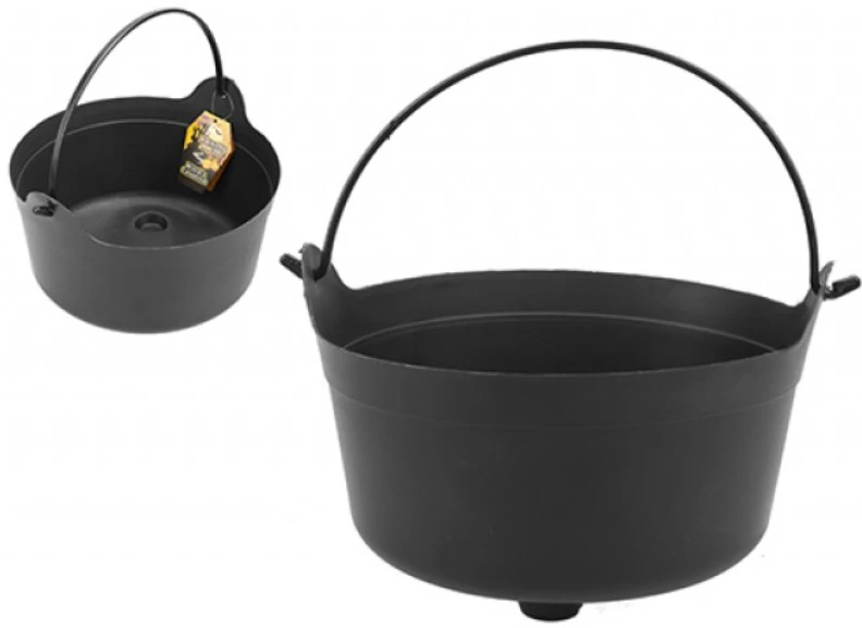 HAUNTED HOUSE PLASTIC BLACK CANDY CAULDRON 9″