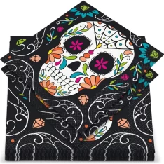 Skull Day of the Dead Halloween Napkins, Pack of 20