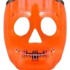 PUMPKIN Mask Glow in Dark Halloween Scary Light Up Orange Fancy Dress Adult Skull